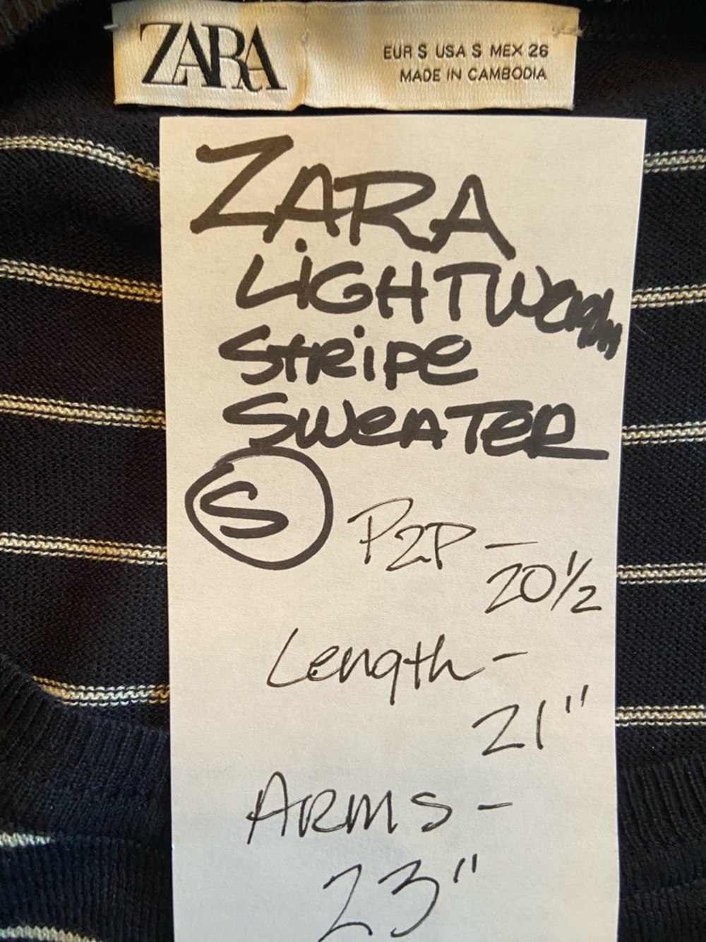 Zara Lightweight Striped Crew Neck Sweater - Picture 6 of 7